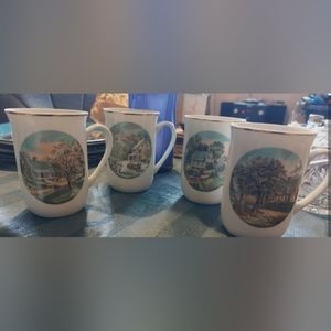 4 Seasons Gilded Mugs by Currier & Ives